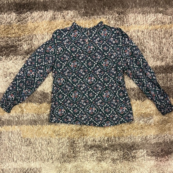 Women’s Loft Outlet Long-Sleeve Floral Blouse - Small - Gray - Picture 3 of 6